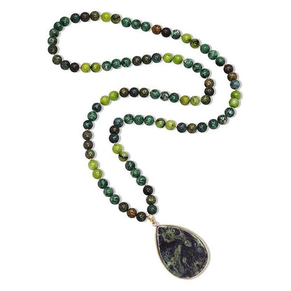 EarthFlow Teardrop Necklace – Layered Stone Beads for Grounded, Natural Grace | Unisex Design