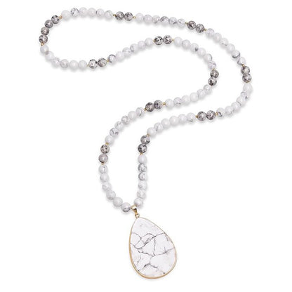 EarthFlow Teardrop Necklace – Layered Stone Beads for Grounded, Natural Grace | Unisex Design