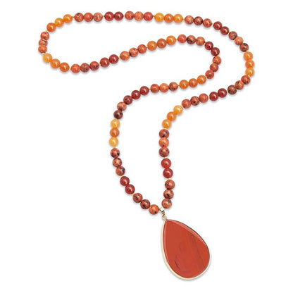 EarthFlow Teardrop Necklace – Layered Stone Beads for Grounded, Natural Grace | Unisex Design