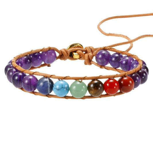 Chakra Bracelet on Adjustable Leather Cord