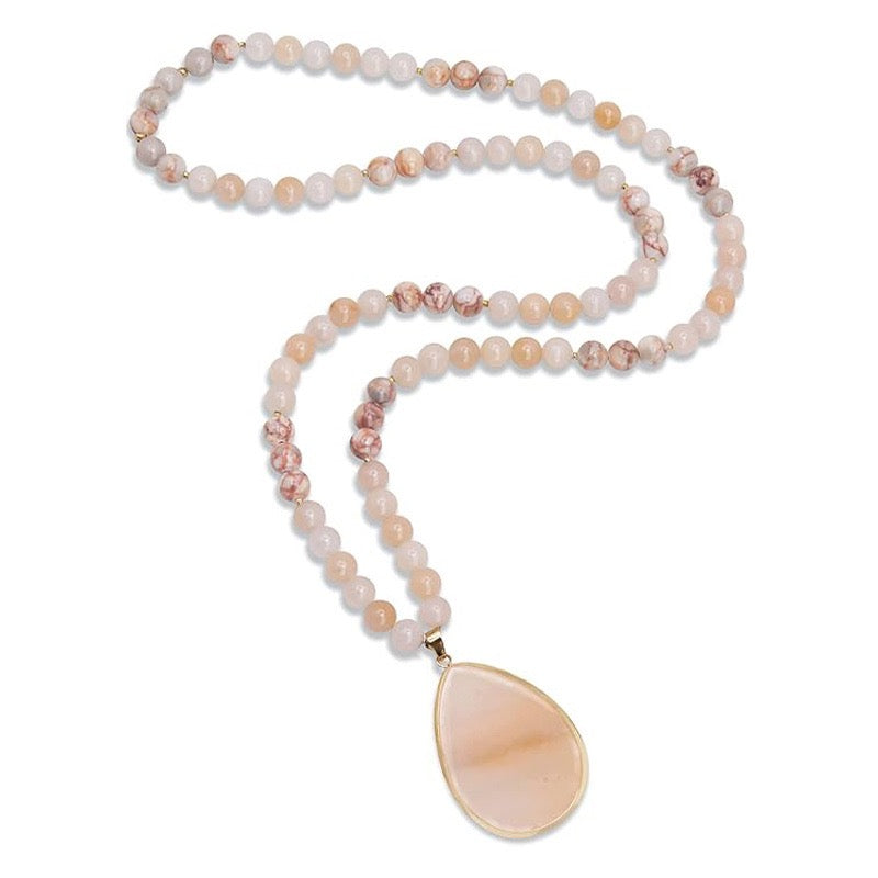 EarthFlow Teardrop Necklace – Layered Stone Beads for Grounded, Natural Grace | Unisex Design