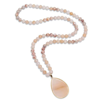 EarthFlow Teardrop Necklace – Layered Stone Beads for Grounded, Natural Grace | Unisex Design