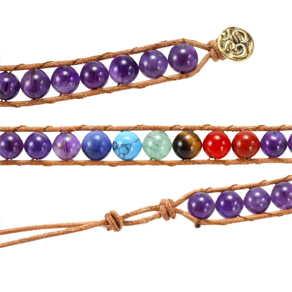 Chakra Bracelet on Adjustable Leather Cord