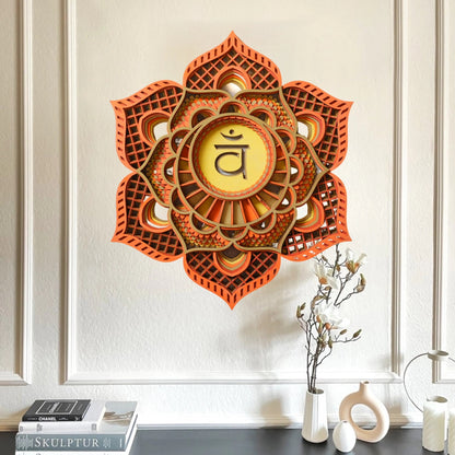 Handmade Chakra Symbols 3D Effects | Chakra Symbols Set – Multi-Layered Wooden Wall Art | Eco-Friendly 7 Chakra Icons