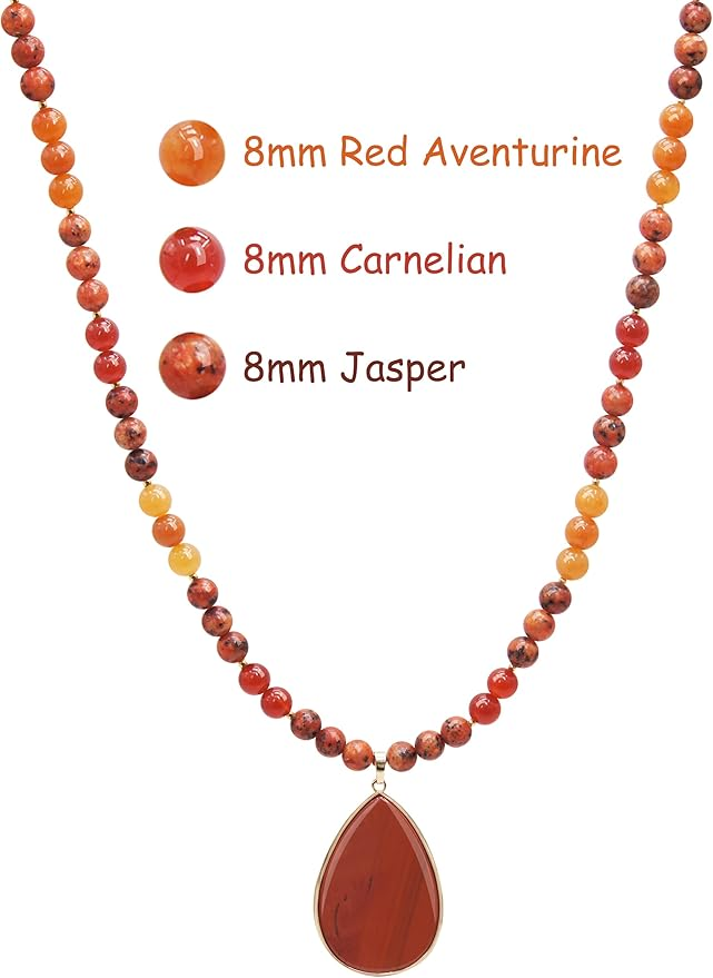 EarthFlow Teardrop Necklace – Layered Stone Beads for Grounded, Natural Grace | Unisex Design