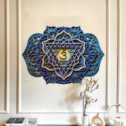 Handmade Chakra Symbols 3D Effects | Chakra Symbols Set – Multi-Layered Wooden Wall Art | Eco-Friendly 7 Chakra Icons