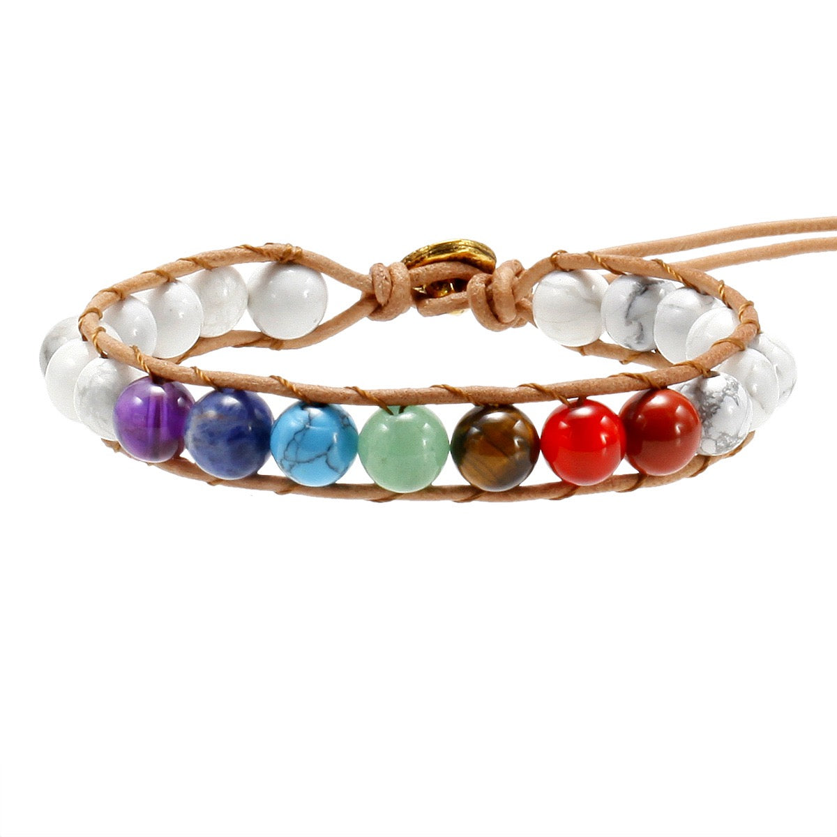 Chakra Bracelet on Adjustable Leather Cord