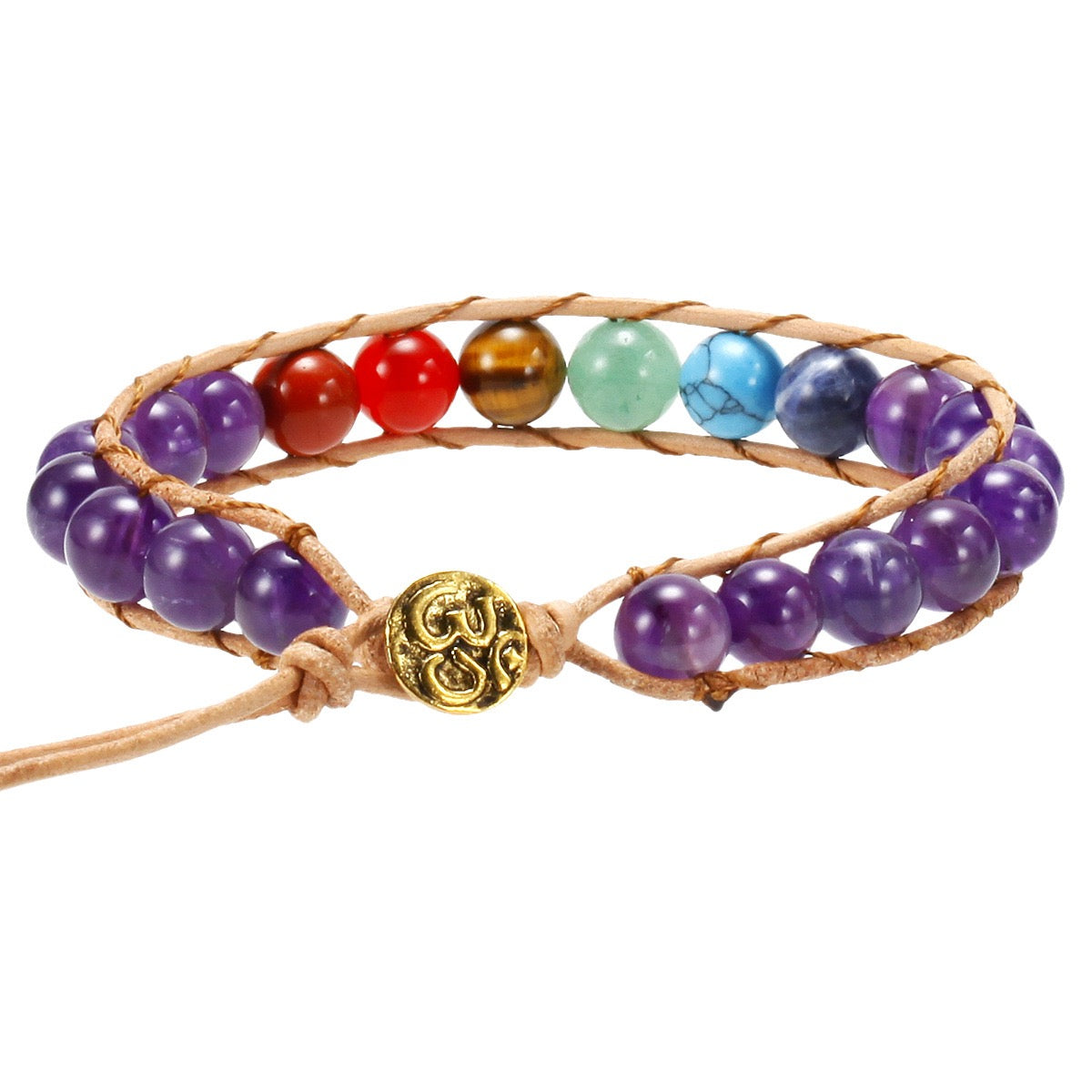Chakra Bracelet on Adjustable Leather Cord