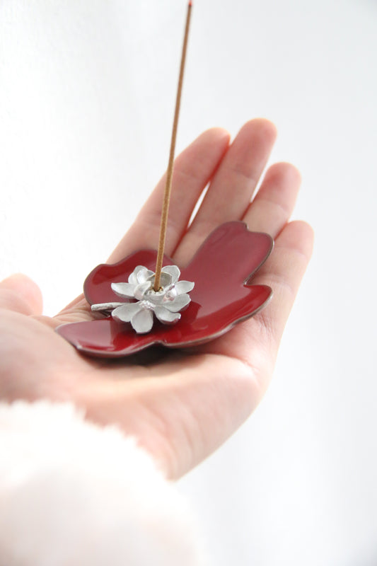 Lotus Incense Burner | Gift-Wrapped | Handmade Silver Brass Incense Holder