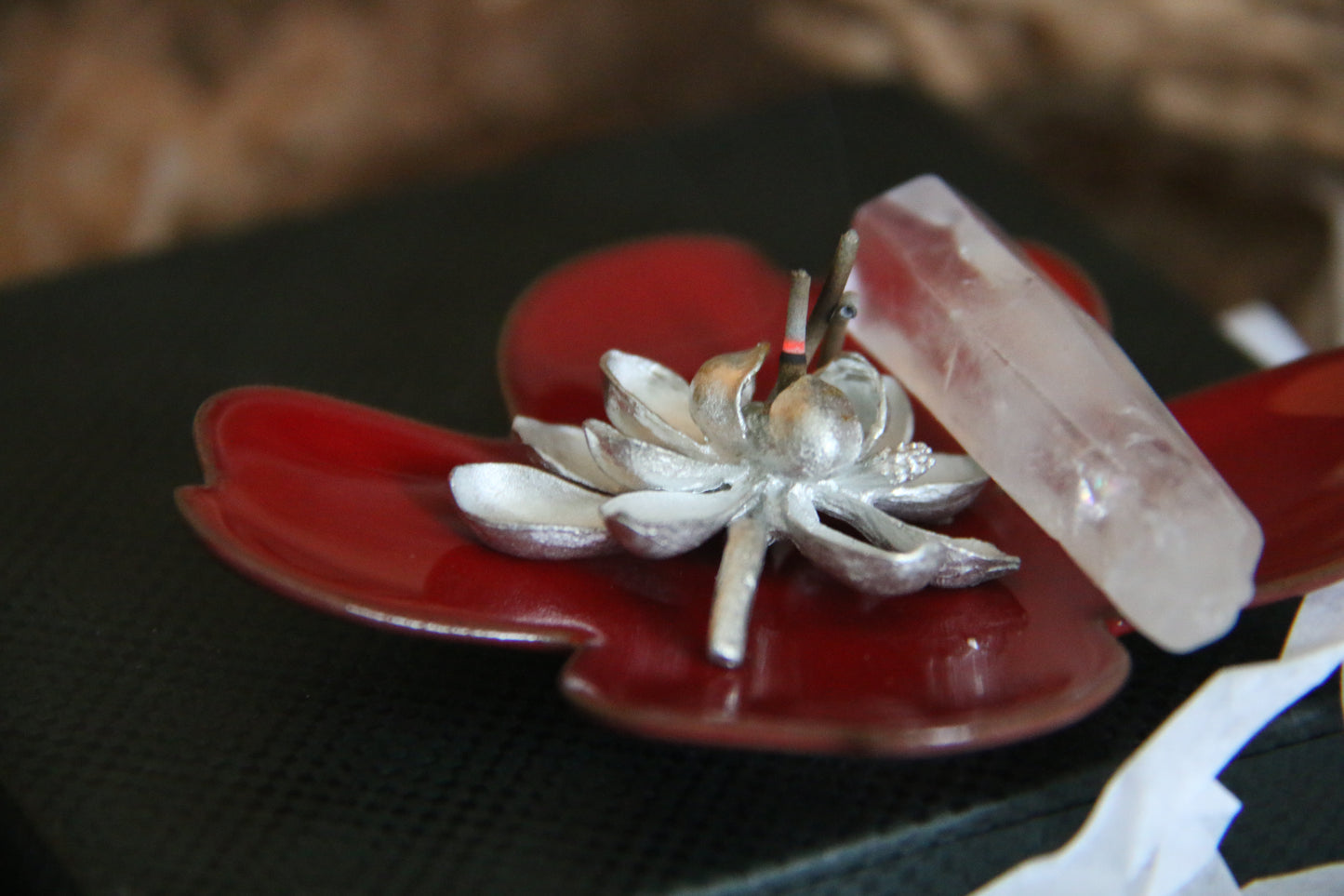 Lotus Incense Burner | Gift-Wrapped | Handmade Silver Brass Incense Holder