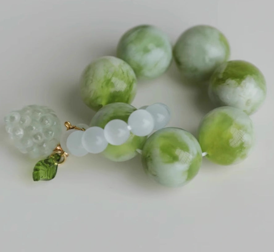 Natural Xiu Jade & Opal Hand Beads | Green Grape Color | Fidget Beads & Anti-anxiety