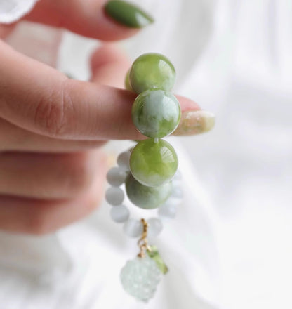 Natural Xiu Jade & Opal Hand Beads | Green Grape Color | Fidget Beads & Anti-anxiety