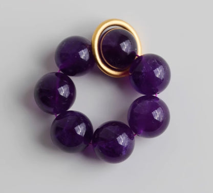 Purple Finger Mala for Luck and Meditation | Amethyst, Meteorite, Obsidian | 7A Grade Quality