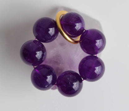 Purple Finger Mala for Luck and Meditation | Amethyst, Meteorite, Obsidian | 7A Grade Quality