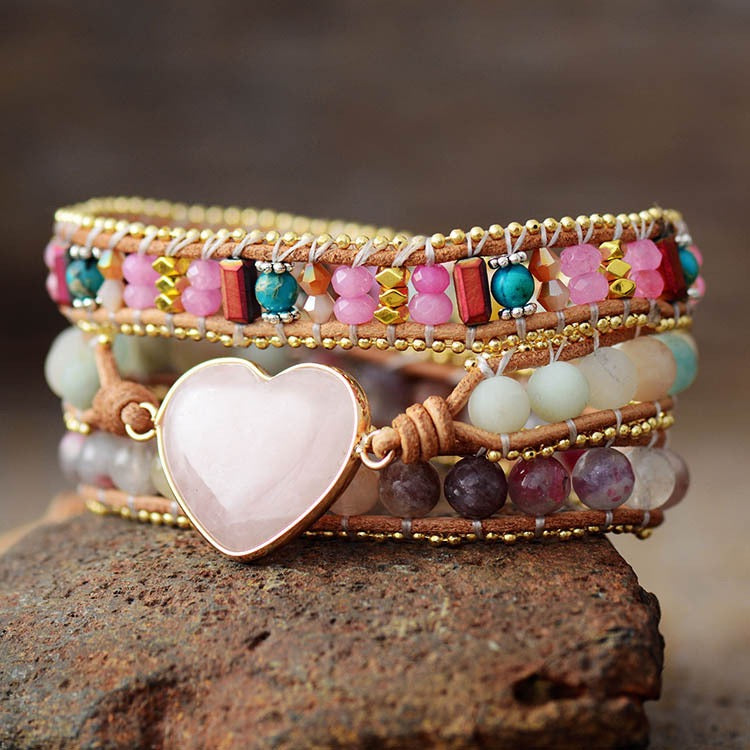 Open Heart Energy Bracelet | Rose Quartz & I Love