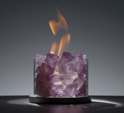 Fire Elemental | Amethyst Crystal Energy| Passion, Transformation, Courage | Crystal Tabletop Fire Pit