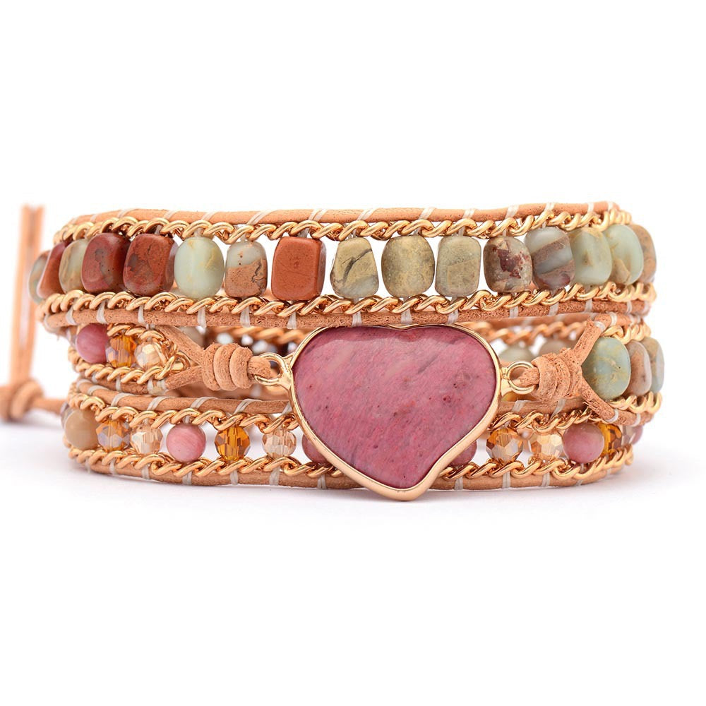 True Love’s Heart Wrap Bracelet | Rhodonite Gemstone & I Love