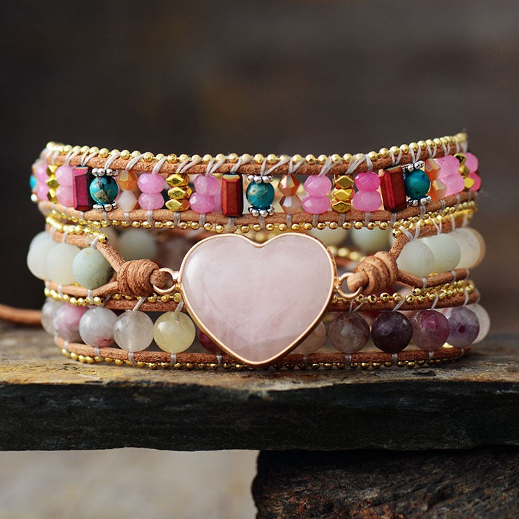 Open Heart Energy Bracelet | Rose Quartz & I Love