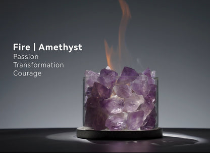 Fire Elemental | Amethyst Crystal Energy| Passion, Transformation, Courage | Crystal Tabletop Fire Pit