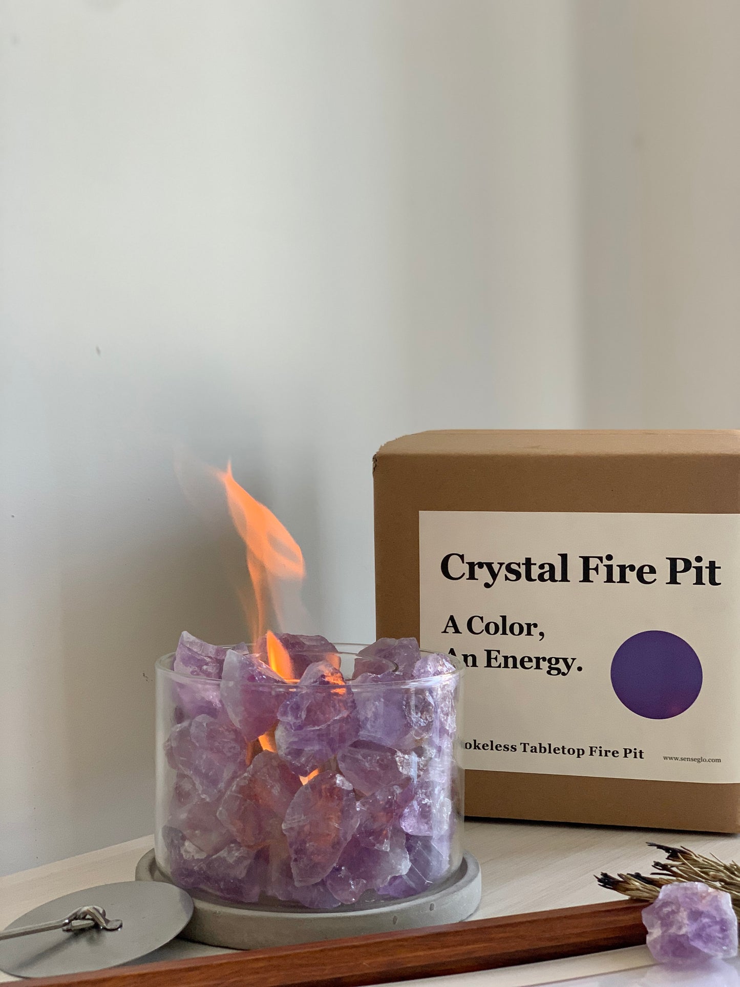 Fire Elemental | Amethyst Crystal Energy| Passion, Transformation, Courage | Crystal Tabletop Fire Pit