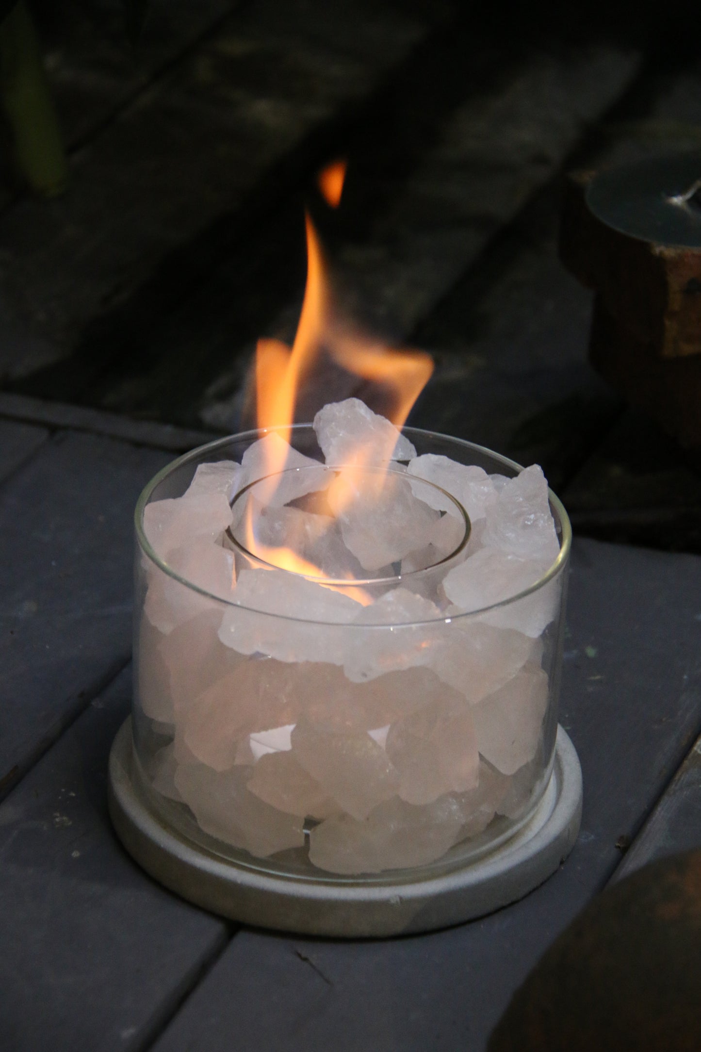 Metal Elemental | Clear Quartz Crystal Energy| Clarity, Purity, Focus | Crystal Tabletop Fire Pit