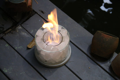 Metal Elemental | Clear Quartz Crystal Energy| Clarity, Purity, Focus | Crystal Tabletop Fire Pit