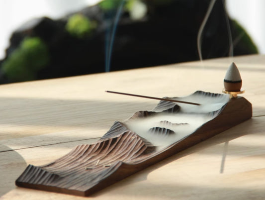 Handcrafted Wooden Backflow Incense Holder | Premium Sandalwood Design | Tabletop ZenFlow