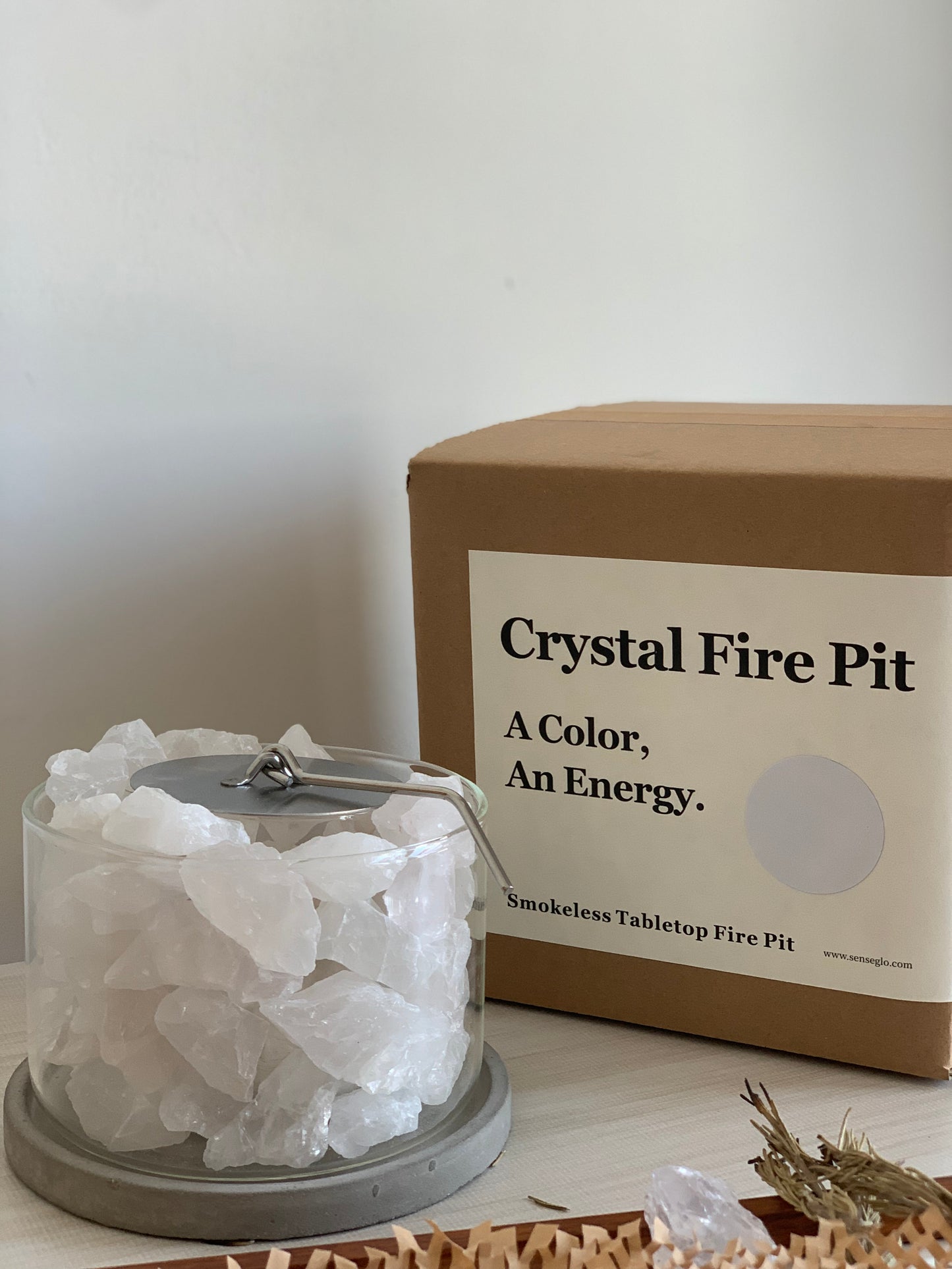 Metal Elemental | Clear Quartz Crystal Energy| Clarity, Purity, Focus | Crystal Tabletop Fire Pit