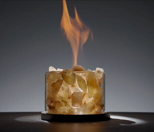 Earth Elemental| Yellow Citrine Crystal Energy |Stability, Nourishment, Prosperity | Crystal Tabletop Fire Pit